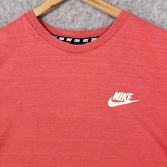 Nike Shirt Mens Large Orange Swoosh Logo Thick Cotton Mesh Back Streetwear Top
