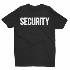 Premium Black Men’s Security T-Shirt White Chest Back Print Ringspun Option