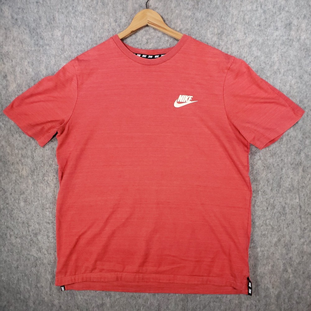 Nike Shirt Mens Large Orange Swoosh Logo Thick Cotton Mesh Back Streetwear Top