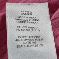 Tommy Bahama Shirt Mens Large Pink Striped Pocket Tee Cotton Casual Crewneck
