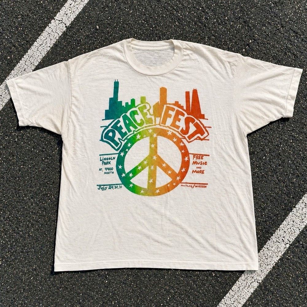 Vintage 1980’s Peace Fest Chicago Band Tees Tour Shirt Lincoln Park Festival