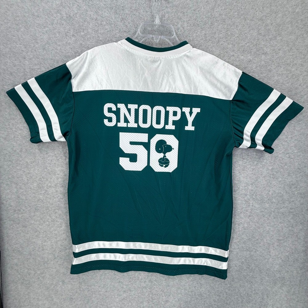 Peanuts Snoopy Jersey Mens Large Blue Shirt Football Mesh Distressed V-Neck