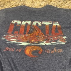 Costa T-shirt Born On Water Men’s Small Gray Short Sleeve Nice Cpix