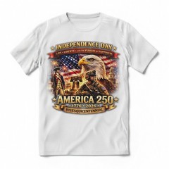 250 Years of Freedom 1776-2026 Patriotic Eagle T-Shirt USA Flag 4th of July Tee