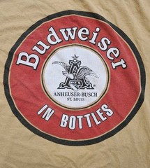 Budweiser Shirt Adult S Brown Beer Brewing Company Tee Alcohol Bartender Party