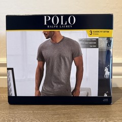 POLO RALPH LAUREN Men’s Slim Fit Cotton Crew Neck Undershirt 3-Pack Size XL