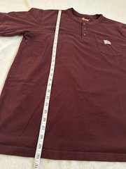 Carhartt Shirt Mens XL Short Sleeve Henley Crew Neck Buttons Workwear Red