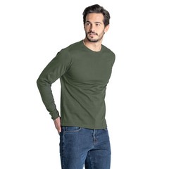 Mens Long Sleeve T-Shirt Slim Fit 100% Cotton Plain Crew Round Neck Tee Tops New