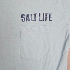 Salt Life T-Shirt Mens Medium Blue Live Salty Graphic Tee Pocket Marlin Oar