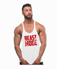 Men Gym BEAST MODE Bodybuilding Stringer Sleeveless Muscle Cotton Tank Top Vest
