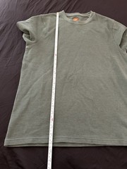 Common People Men Olive Textured T-Shirt Fine Striped Texture Size S