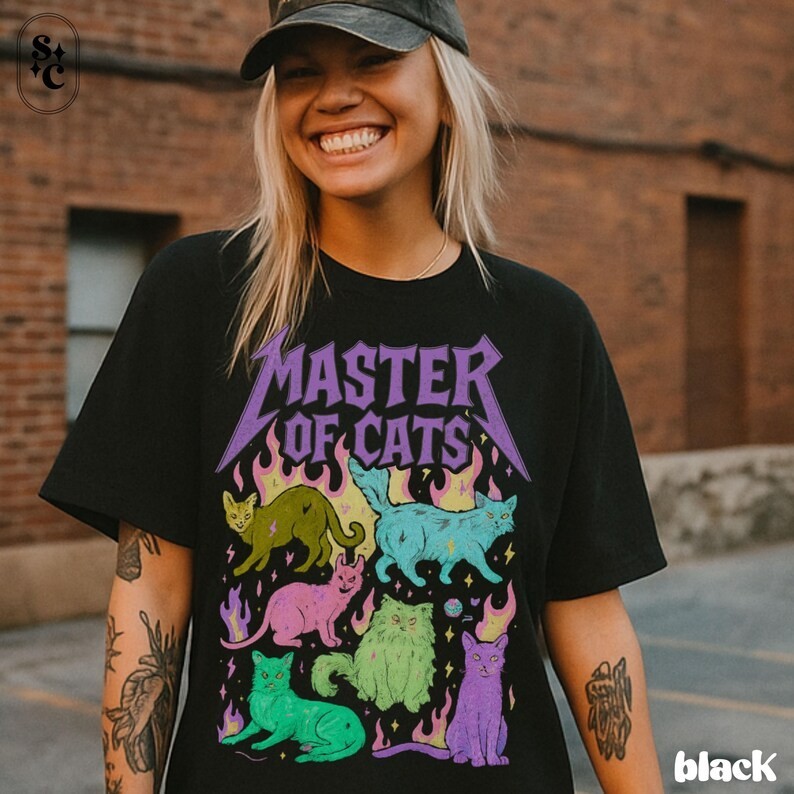 Whimsigoth Cat Lover T-Shirt: Heavy Metal Pastel Goth Tee