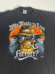 VTG Just Brass 3D Emblem 80s Who Wants to Live Forever Long Sleeve T-Shirt Sz XL