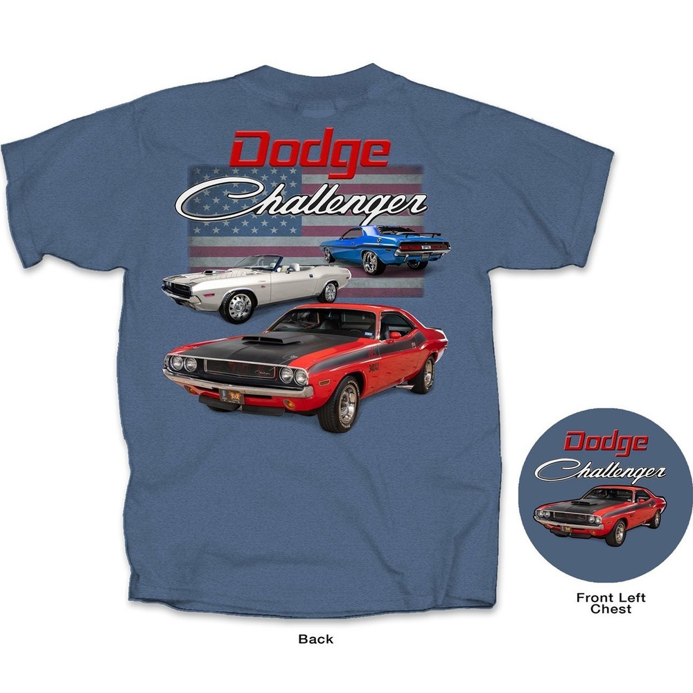 Joe Blow T’s Dodge Challenger Men’s Blue T-Shirt 1970 T/A 340 Six Pak R/T 440