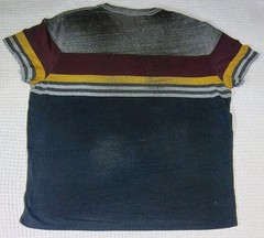 American Eagle Tee XXL Navy Maroon Grey Yellow Stripes Athletic Fit Y2K Preppy