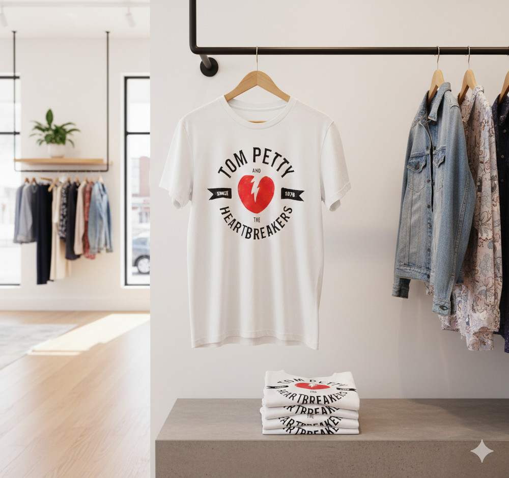 Tom Petty And The Heartbreakers Since 1976 Logo White T-Shirt – T059