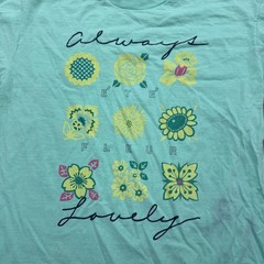 Vintage Flower Floral Always Lovely Shirt Size 2XL XXL Teal 90s USA Made Fleur