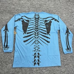 LRG Dead Serious Shirt Mens XL Blue Skeleton Lifted Research Group Kanye Glow