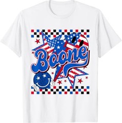 Boone Checkered Personalized Name Vintage US Flag Retro T-Shirt