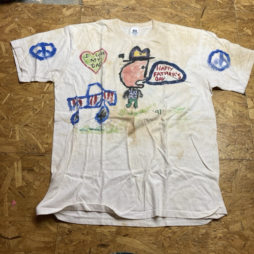 Vintage Fathers Day Personalized T Shirt Painted Single Stitch A11