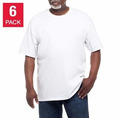 Kirkland Signature Men’s Crew Neck Tee, 6-pack Heavyweight Cotton White Black