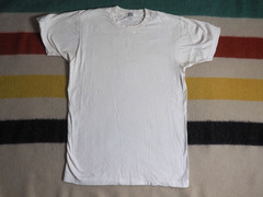VTG 70s BVD All Cotton Distress Grunge USA Made White Blank Tee T-Shirt Mens M