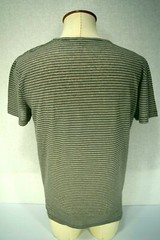 FLY3 Men’s SPORTY Short Sleeve LINEN COTTON Stripes GREY BEIGE T-SHIRT S/S 2019