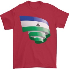 Curled Lesotho Flag Basotho Day Football Mens T-Shirt 100% Cotton