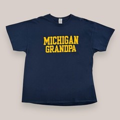 University of Michigan Grandpa Yellow Navy Blue Short Sleeve College T-Shirt XL