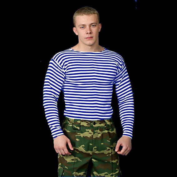 ALL SZ RUSSIAN MILITARY VDV AIRBORNE STRIPED NAVY TELNYASHKA LONG SLEEVE T-SHIRT
