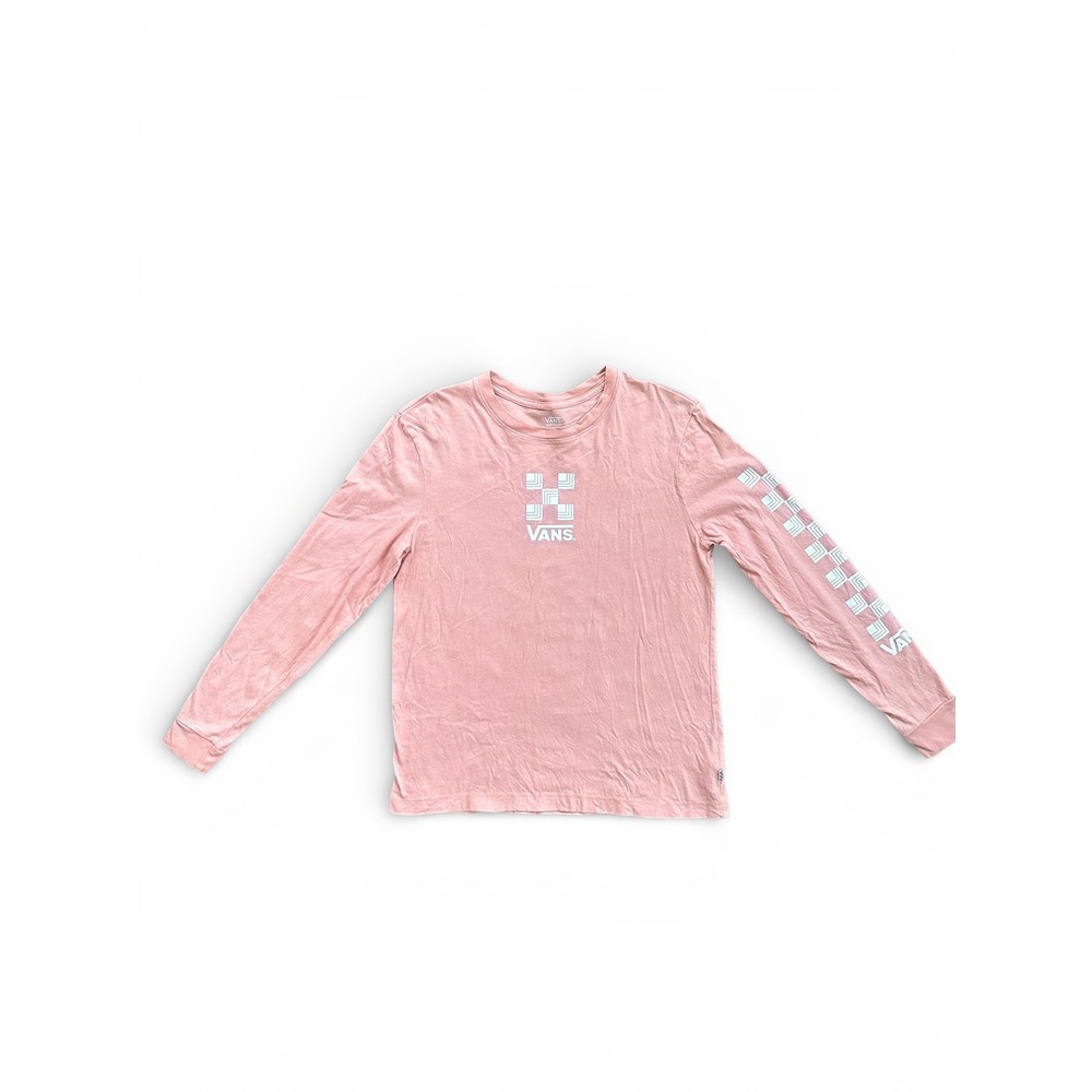 Vans mens Long Sleeve Graphic T-Shirt Pink Checkerboard Logo VN0A7S1V Medium