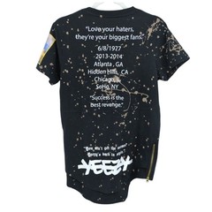 Rise As 1ne Men Small Colored Paint Patched Zipper Yeezy Longline T Shirt Black