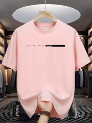 Men’s Summer Cotton Loose Fit Letter Print T Shirt Casual Tee Tshirt Casual Gift