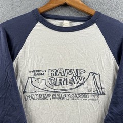 Vintage American Eagle Shirt Mens Large White Blue Reversible Y2K Raglan Skater