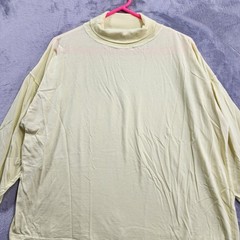 Vintage Top Mens L Yellow Long Sleeve Turtleneck Lightweight Cotton Casual