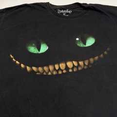 Disney Alice in Wonderland Chesire Cat Tshirt Black Graphic Tee Size XL