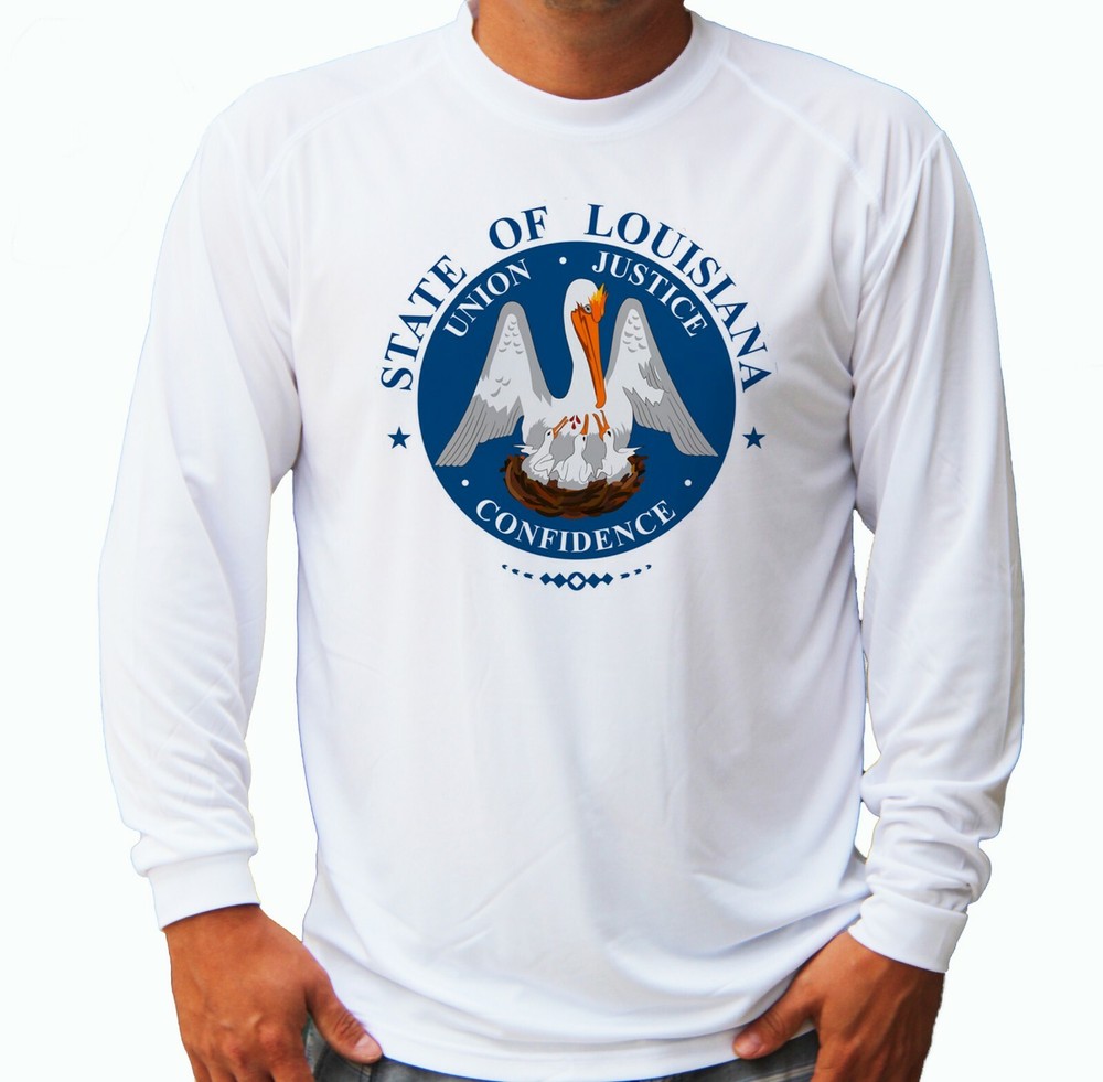 Louisiana State Flag Fishing Boat Long Sleeve UPF 30 T-Shirt Sun UV Protection
