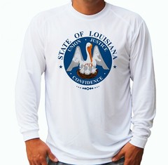 Louisiana State Flag Fishing Boat Long Sleeve UPF 30 T-Shirt Sun UV Protection