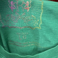 Vintage Revolution T Shirt Mens Skull Pile Punk AOP Y2K Large Green Foil