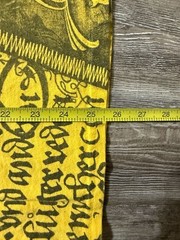 2000s MMA Elite Yellow Graphic T-Shirt with Skull and Gothic Text Print