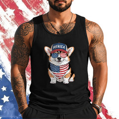 Tri Color Corgi 4th of July US American Flag Dog Patriotic Tank Top