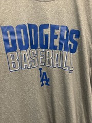 MLB Los Angeles LA Dodgers Majestic T-shirt Mens Size 2XL Heather Gray 100% Poly