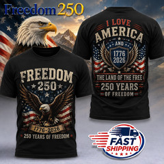 250th Anniversary America T-Shirt, 250th Years Of Freedom Size S-5XL