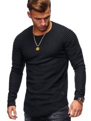 Zonbailon men’s t-shirt solid color slim fit Sports fitness t-shirt long sleeve