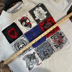 Avirex Mens Graphic Patch T-Shirt Grey Skulls Crests Short Sleeve Size Medium