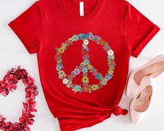 Flower Peace Sign Shirt Boho Floral Peace Symbol Tee Nature Lover Gift
