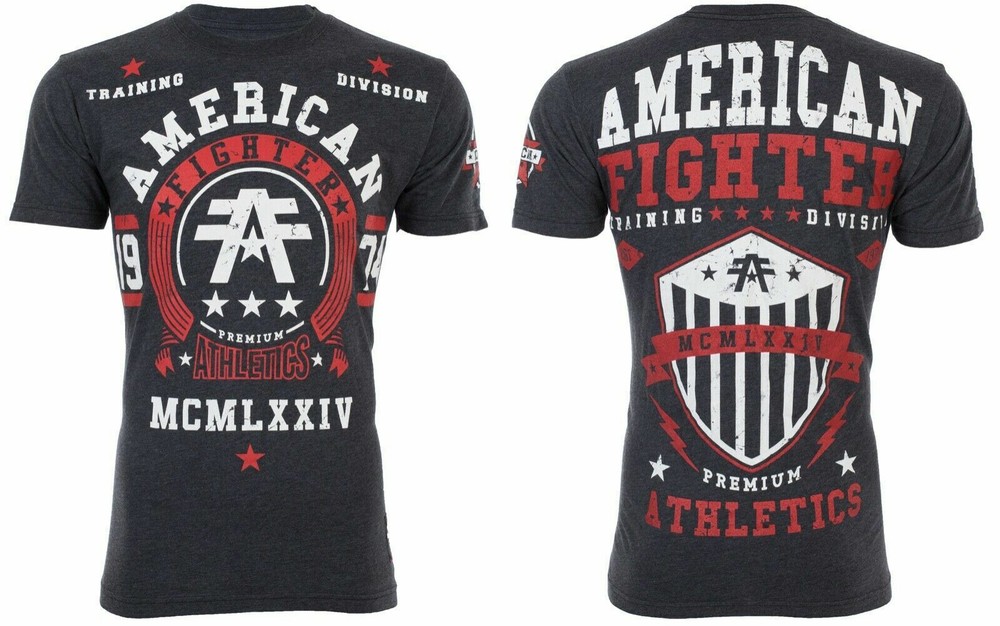 AMERICAN FIGHTER Dalton Black Red Athletic Mens Crewneck T-shirt S-3XL NWT