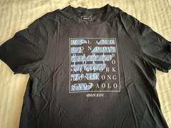 Armani Jeans Navy Blue Spellout Cities Graphic Tee – Men’s XL – 100% Cotton