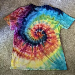 NEW Rainbow Spiral Tie Dye T-Shirt SIZE XL Unisex Ice Dyed Soft Cotton Colorful