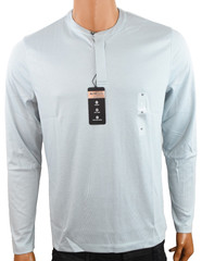 Alfani Mens Henley T-Shirt New L Light Blue Long Sleeve Standard Stretch Solid
